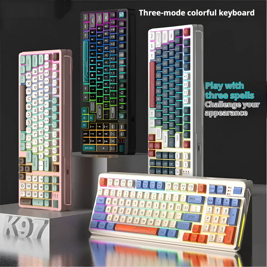 Luminous desktop keyboard in black and green colour with mechanical-feel keys