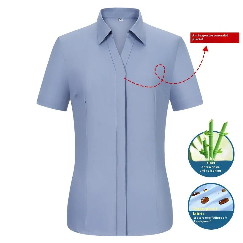 Men's slim fit waterproof business shirt in solid colour with square collar