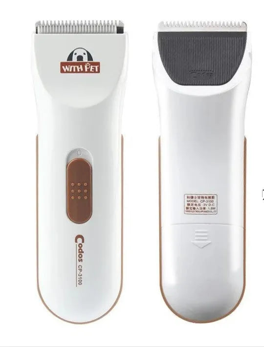 White electric pet hair clipper with ceramic blade for dogs and cats