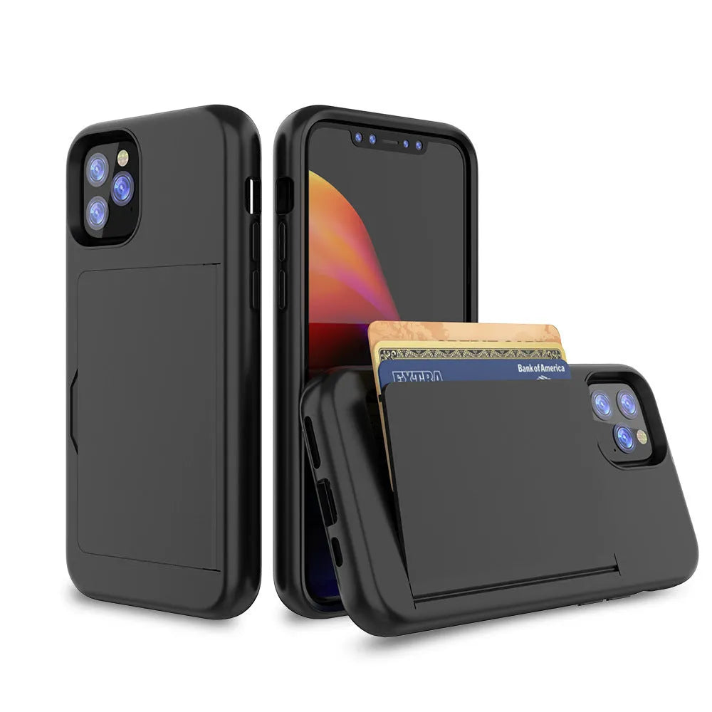 A solid-colour mobile phone case for Apple iPhone 11 series, shown in multiple colour options.