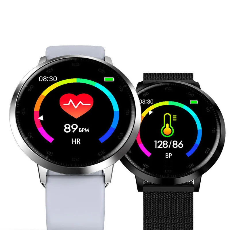 Ultra-thin waterproof smart health bracelet with 1.3-inch touchscreen in black, gold or silver colours