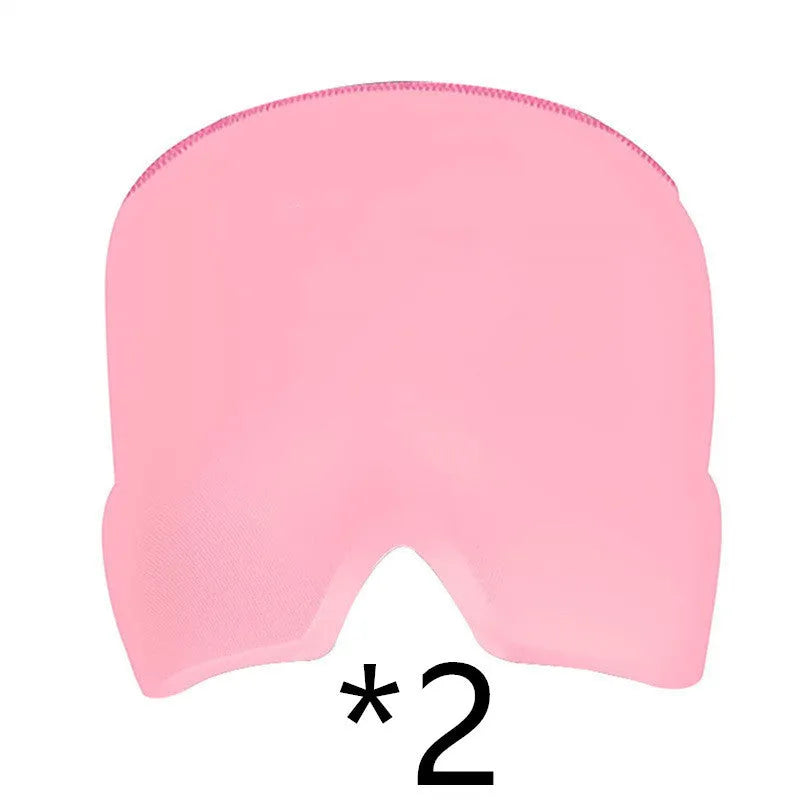 Black elastic cloth gel cooling eye mask for headache relief, shown with adjustable strap.