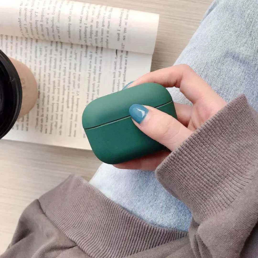 Plastic protective case for Apple AirPods Pro earphones shown in one of twelve available colours.