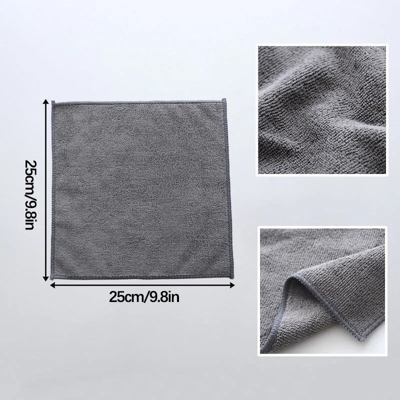 Grey square microfiber kitchen cleaning cloth for oilproof decontamination of pots and bowls