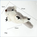 Grey flapping squirrel cat toy with waving wings and USB charging port
