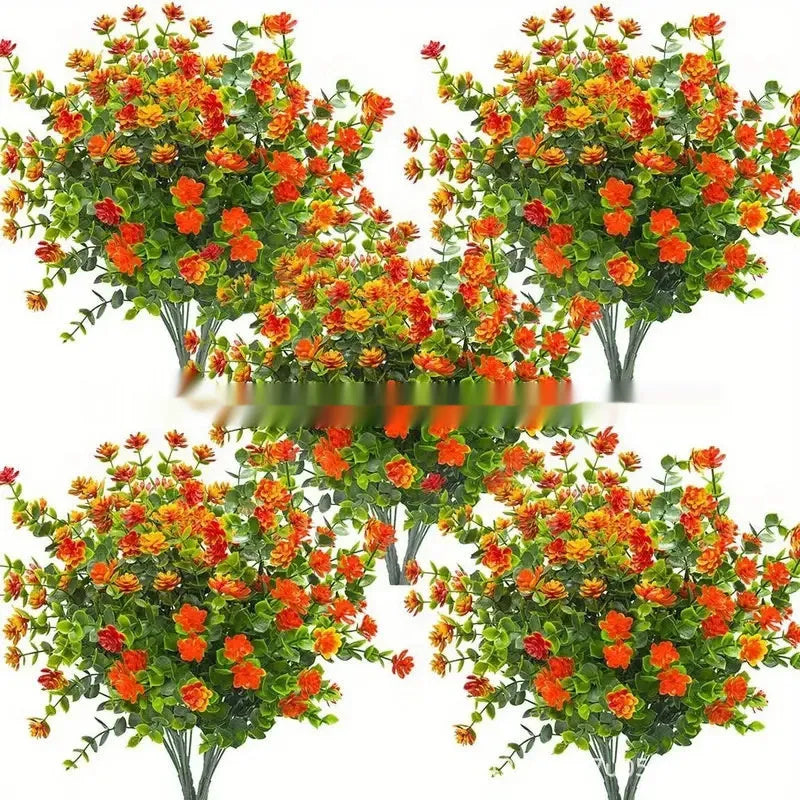 Artificial eucalyptus camellia plastic bouquet for wedding dress, outdoor, photography props and home clothing in listed colours.