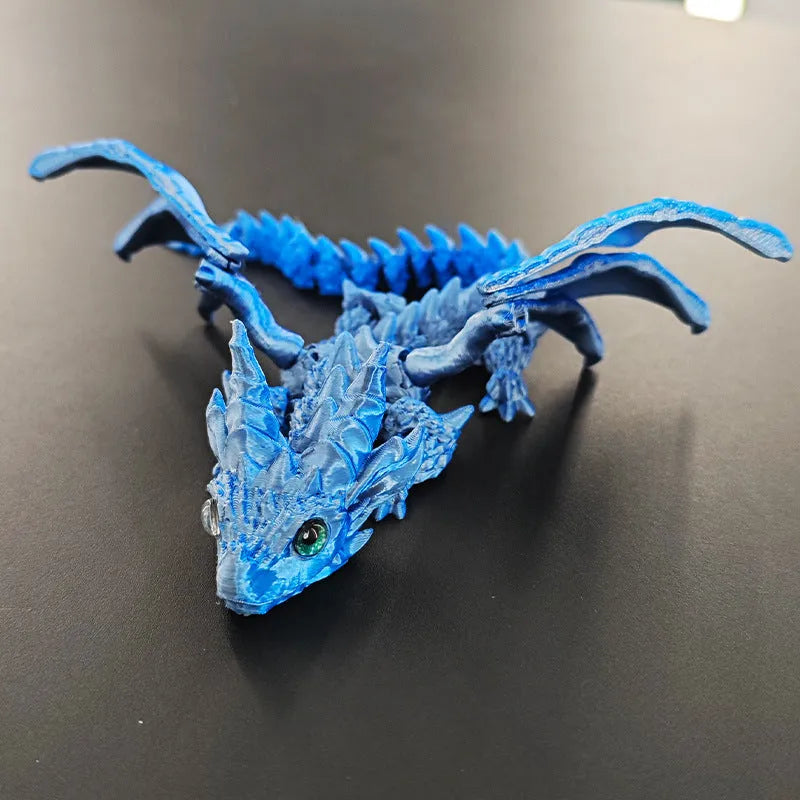Red and gold printed dragon wings decorative toy made of PLA plastic.