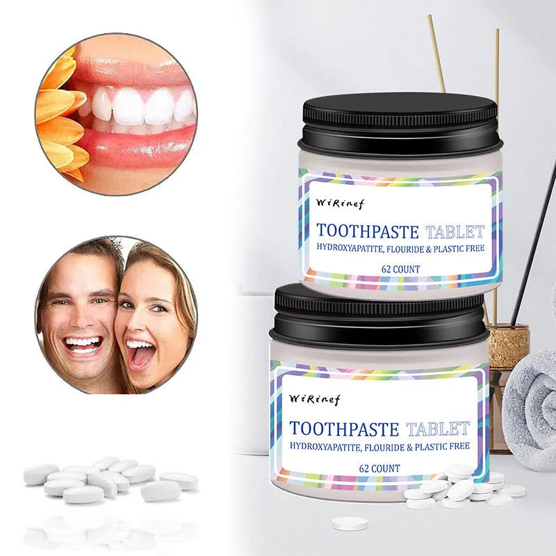 TP19 solid toothpaste tablets pack with 62 chewable pieces for portable dental care