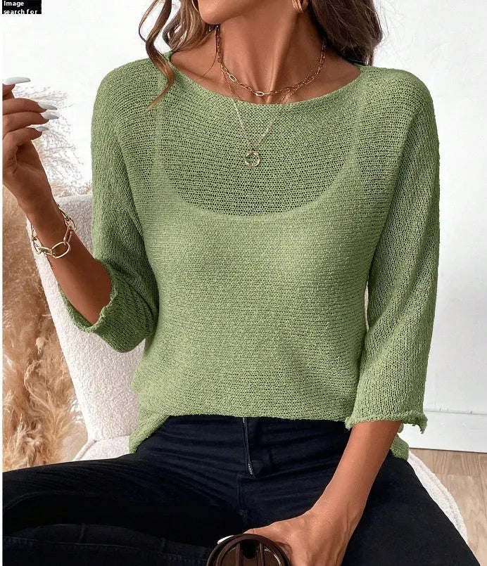 Women's knitted off-shoulder overall with 3D pattern in thin polyester fabric for spring and summer wear