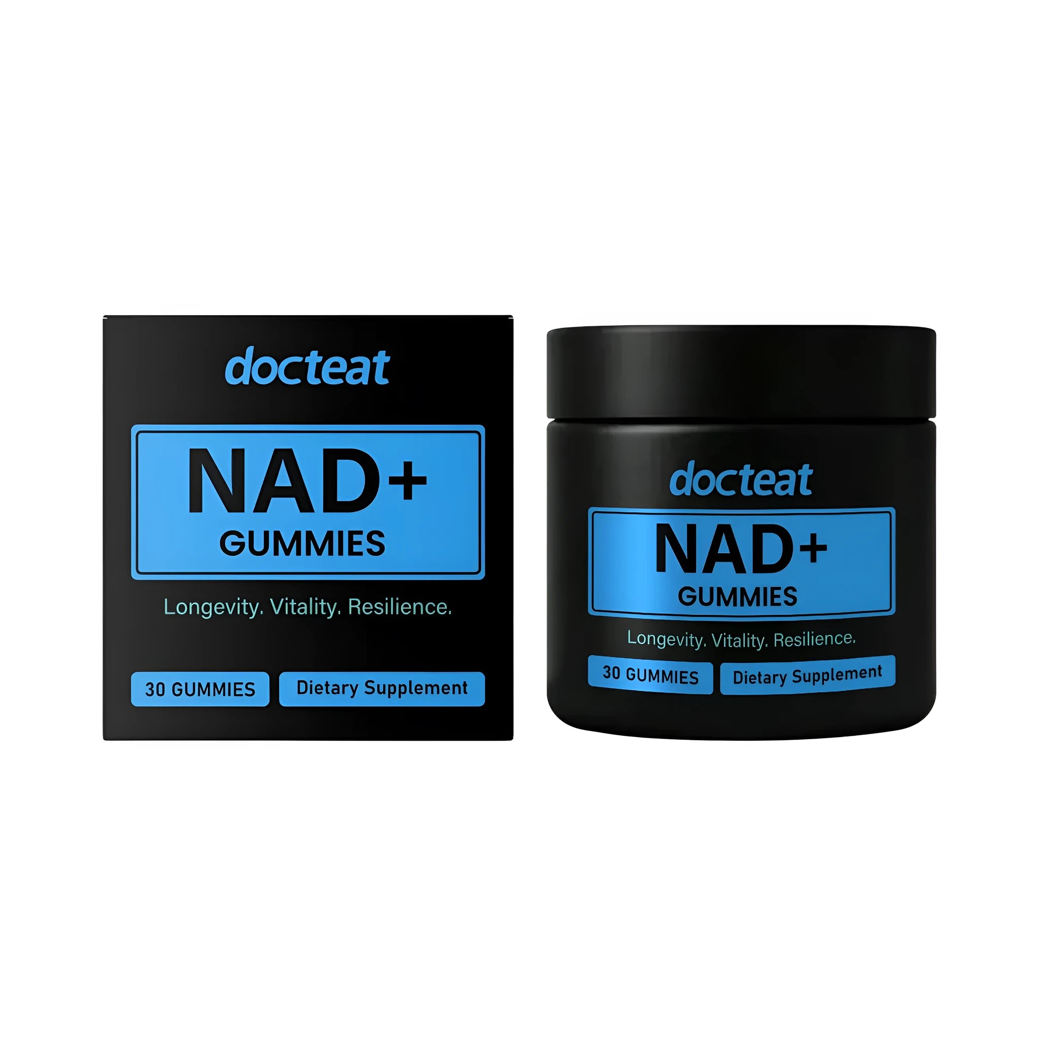 Bottle of green NAD+ soft candy gummies nutritional supplement containing 30 chewable gummies