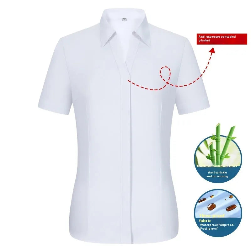 Men's slim fit waterproof business shirt in solid colour with square collar