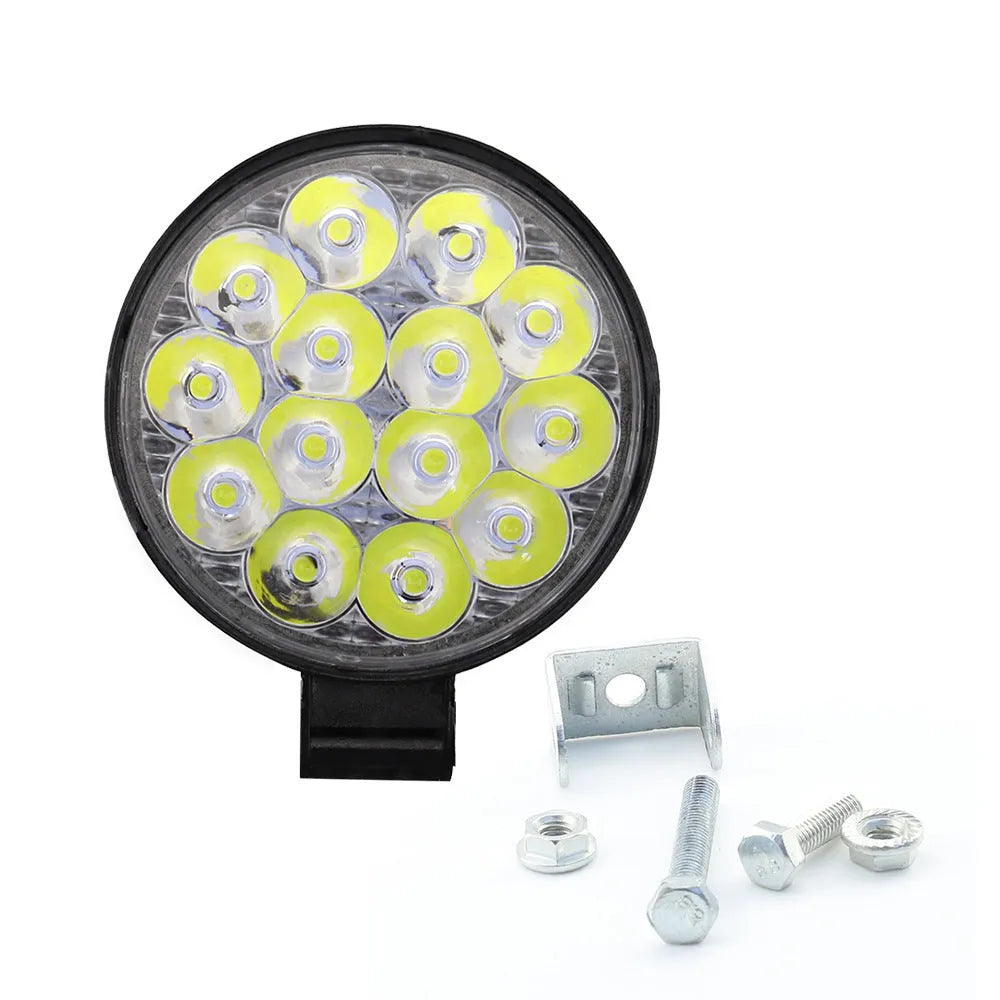 White LED car work light with aluminium housing and round design for automotive and marine applications
