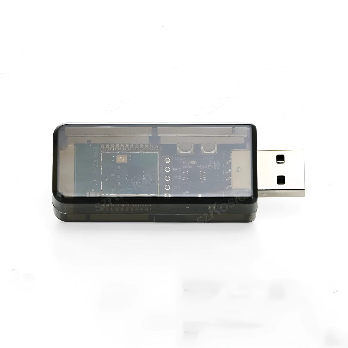 Silicon Labs EFR32MG21 Zigbee USB Dongle with plastic shell for smart home networks.