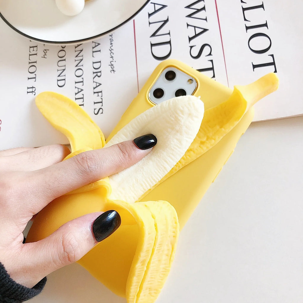 Banana print IMD plastic back cover case for iPhone models 6 through 13 Pro Max