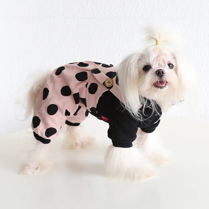 Petstyle lapel shoulder strap couple dog clothes in cloth fabric with XS to XL sizing options