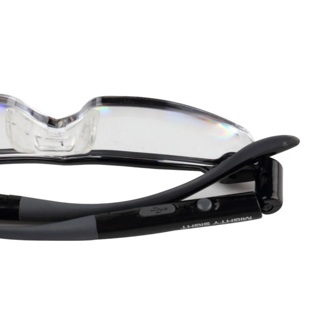 Transparent black USB LED light reading glasses with ABS plastic frame