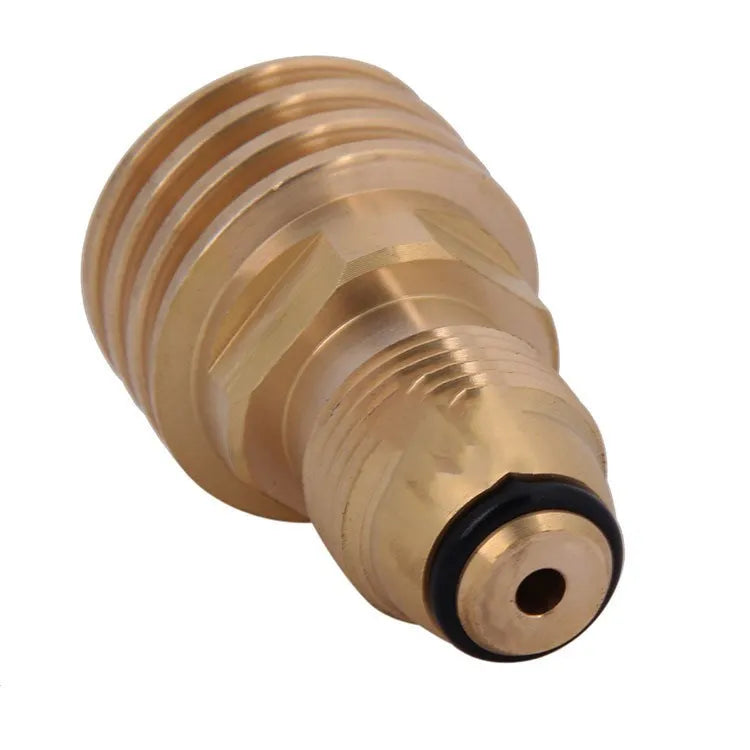 Brass gas brazier adapter with gold finish and taper thread for 7mm gas connections