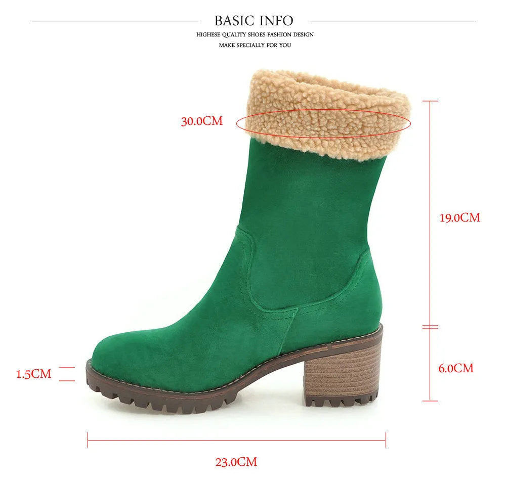 Men's waterproof snow boots with plush lining in black, grey, green, and orange colours