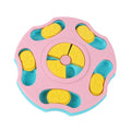 Blue durable plastic dog puzzle toy feeder with interactive food-searching compartments for slow feeding.