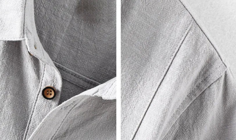 Men's cotton linen casual shirt in loose fit available in multiple solid colours