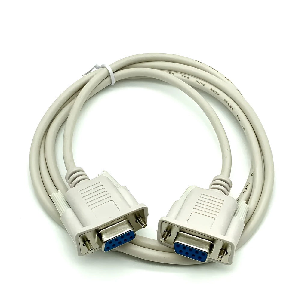DB9 female to female RS232 crossover serial cable 1.5 metres milky white