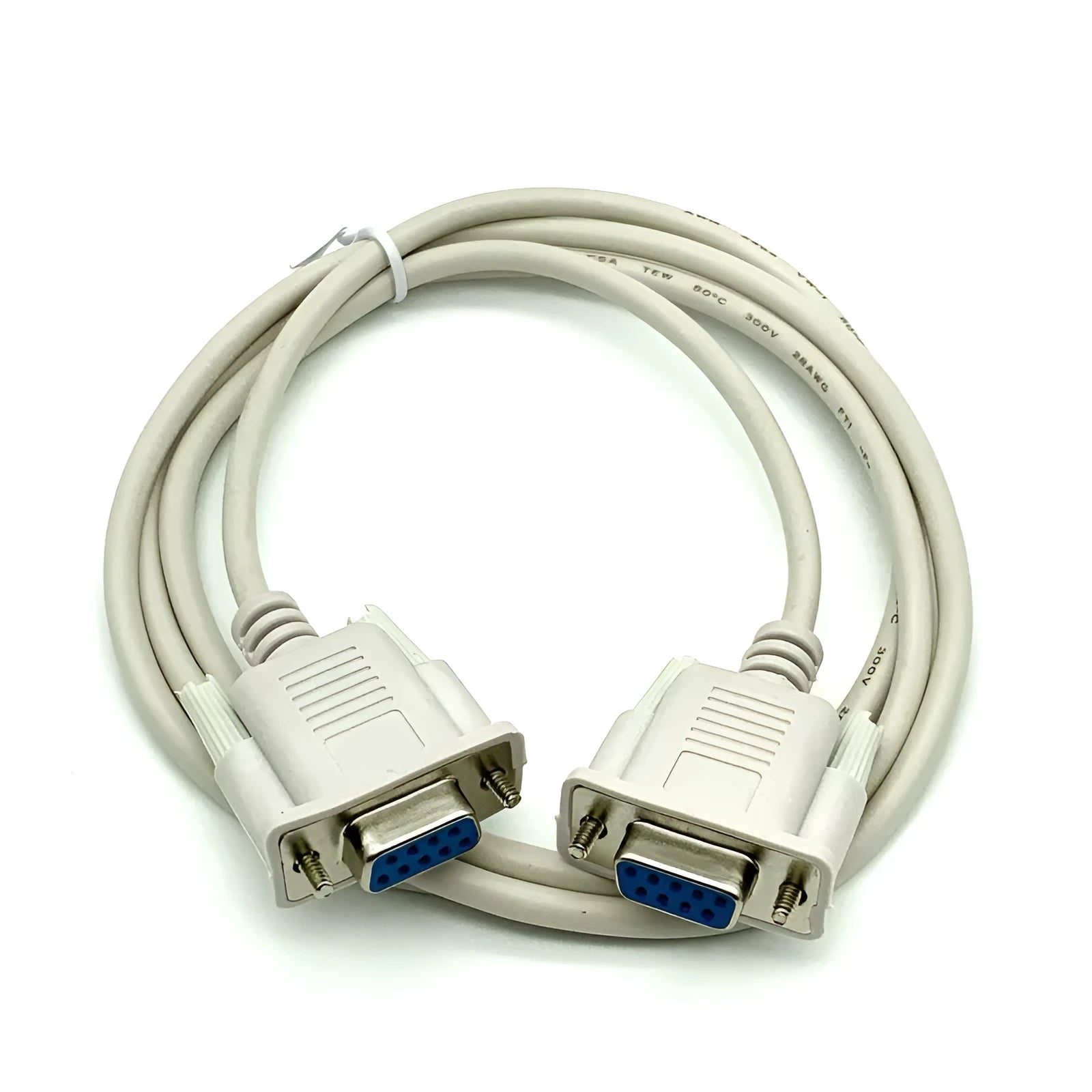 DB9 female to female RS232 crossover serial cable 1.5 metres milky white