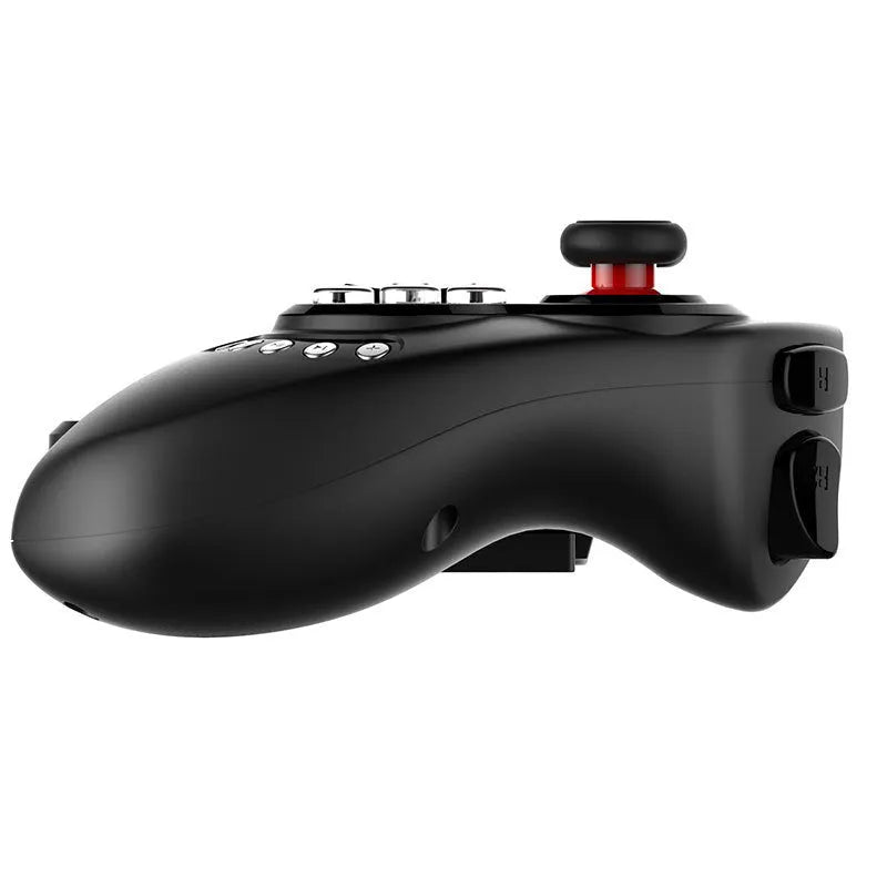 PG-9023 wireless telescopic Bluetooth gamepad controller shown extended, compatible with iPhone and Android phones.