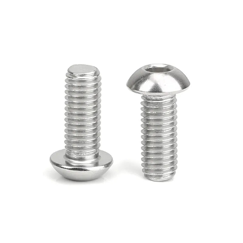 Stainless steel half round head hex socket screw with 16mm length and 5.7mm head dimension