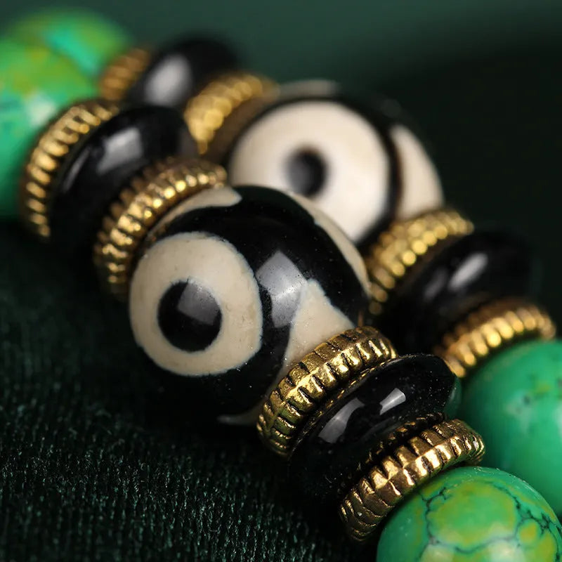 108-bead natural turquoise bracelet with 8mm round polished stones in national style design