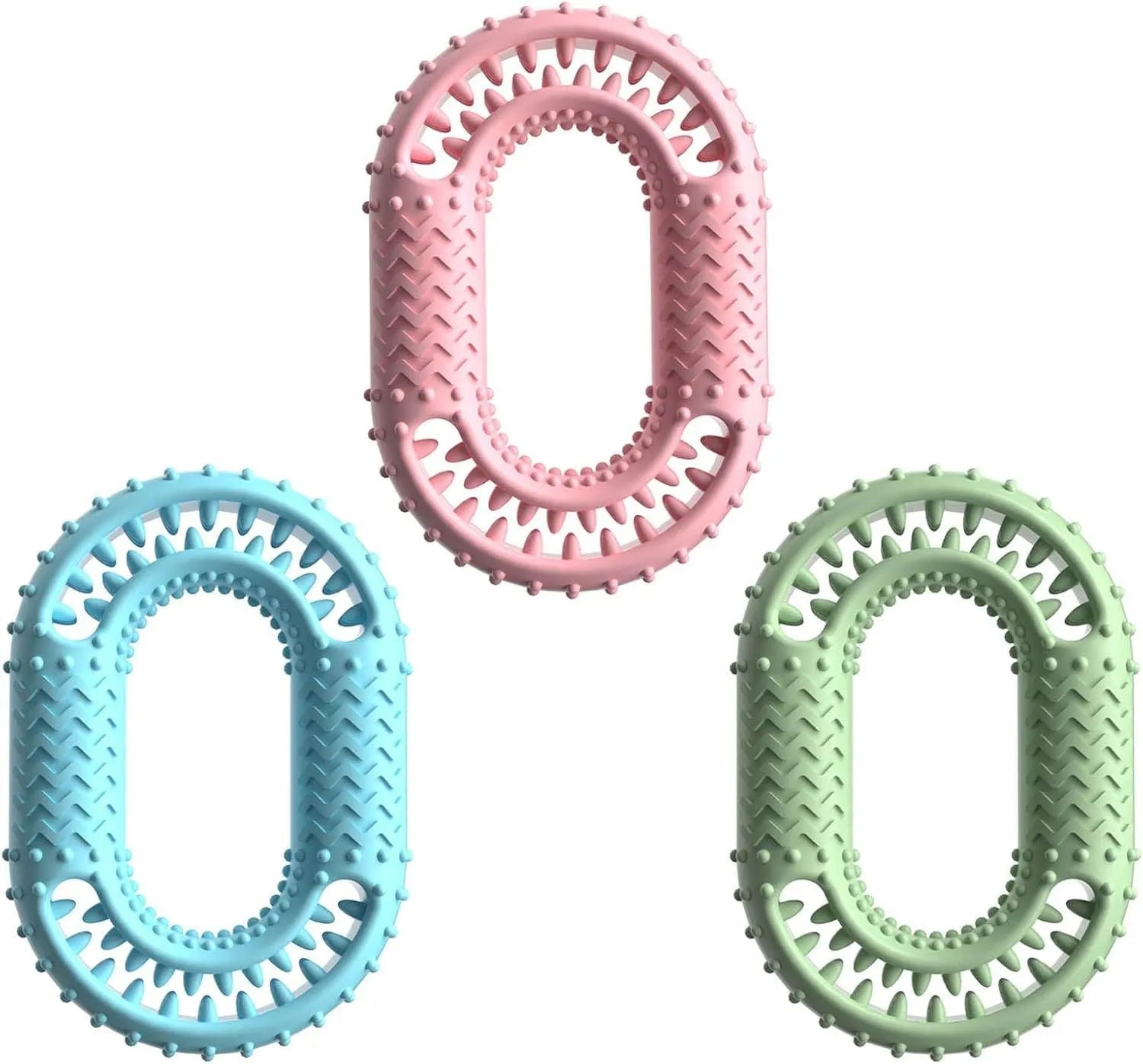 Blue O-ring shaped dog chew toy for aggressive chewers and dental care