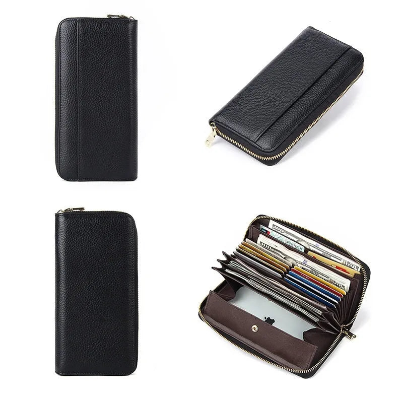 Genuine leather long wallet for women in six colours with card slots