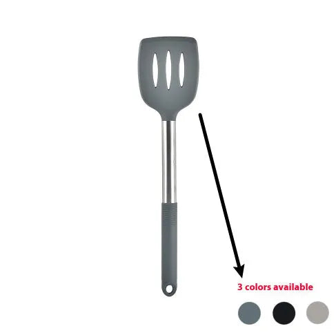 12-piece silicone kitchenware set with rotating storage bucket in black, including spatula, spoons and cooking utensils