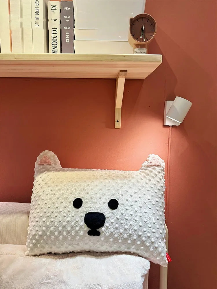 Grey Schnauzer print rectangular pet cushion measuring 50 cm long, soft filled with PP cotton.