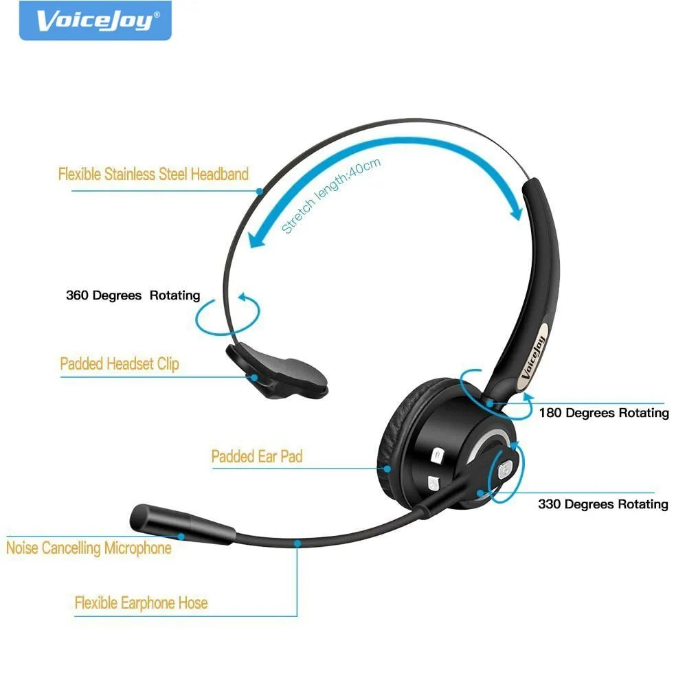 Truck driver Bluetooth headset with microphone showing lightweight ergonomic design