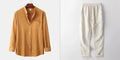 Men's brown slim fit long sleeve cotton blend shirt laid flat.