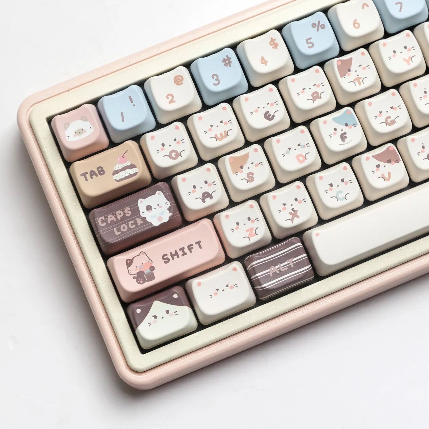 High Sea Salt Cat PBT sublimation keycap set with March Past space and 7u supplementary keys