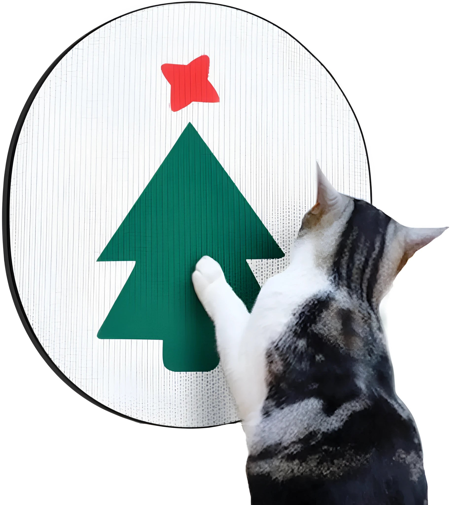 Wall-mounted vertical cat scratch pad made from brown corrugated cardboard