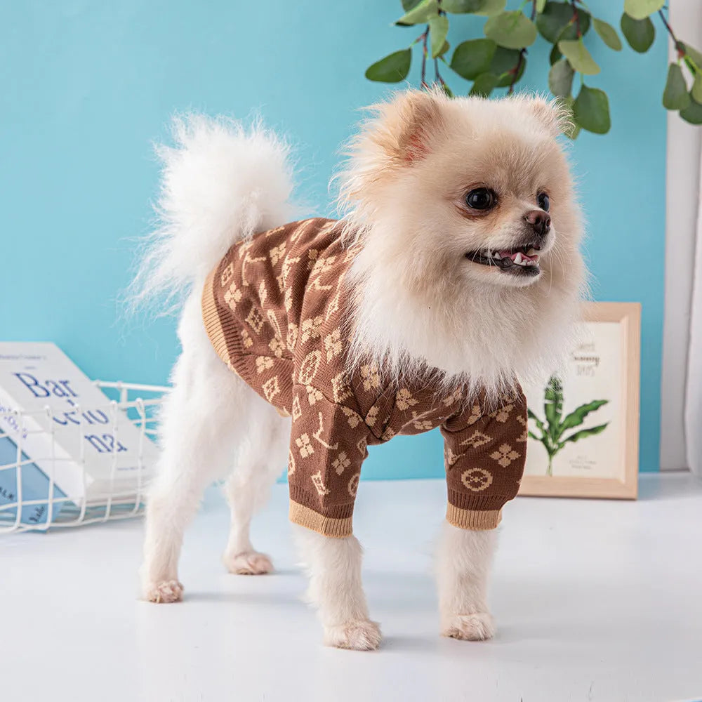Thick wool dog sweater in autumn winter colours with European American styling