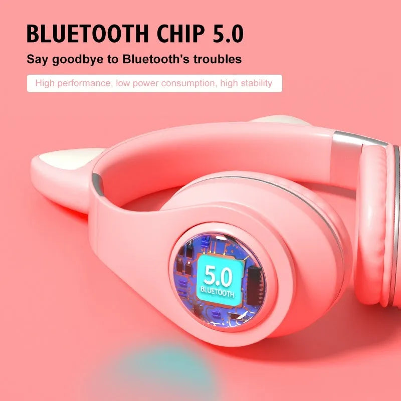 Wireless Bluetooth sports headset with cat ear design in multiple colour options