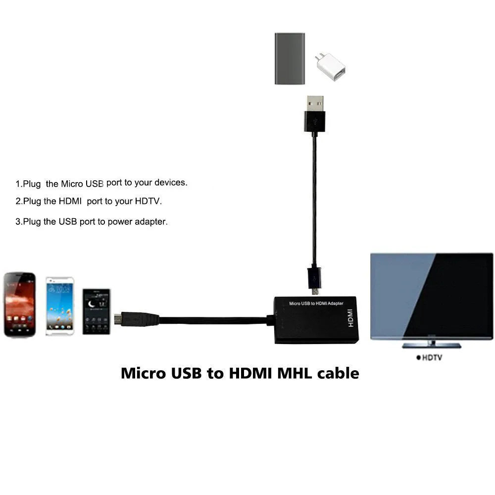 Black HD to HDMI adapter cable with compact handset design for component to HDMI signal conversion