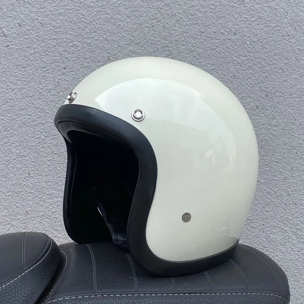 FRP retro half motorcycle helmet in Cement Gray for electric motorcycle commuting