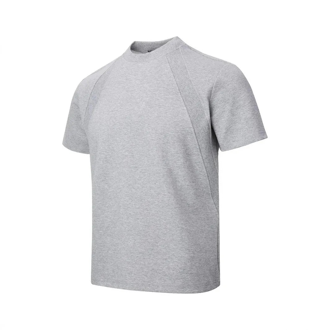 Black loose fit short sleeve top with textured air layer stitching design.