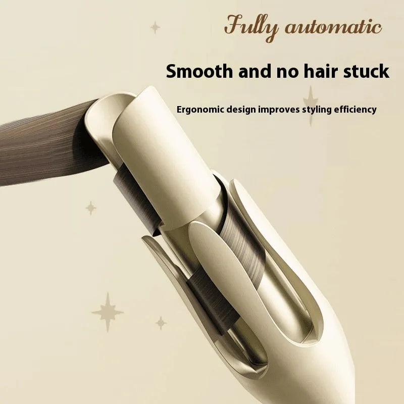 Automatic hair curler with 32mm barrel in white and purple colour scheme with wired power cord