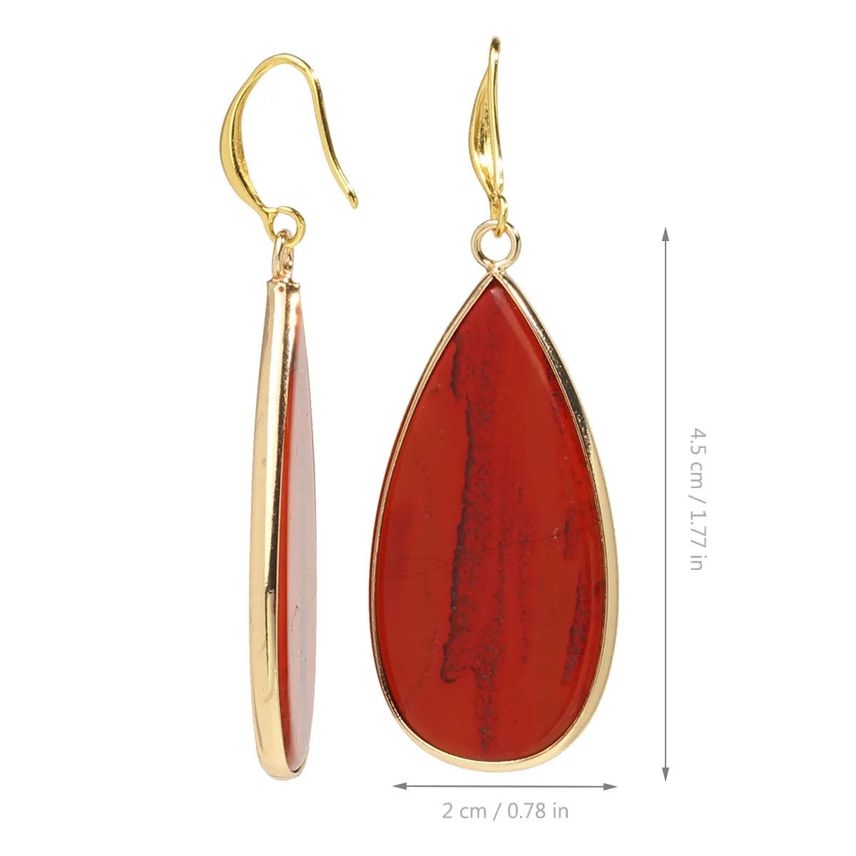 Vintage stone drop earrings with water droplet texture in tigereye, amethyst, or pink crystal colours