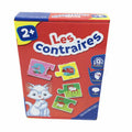 French children's educational puzzle toy showing colourful picture cards paired with French vocabulary words.