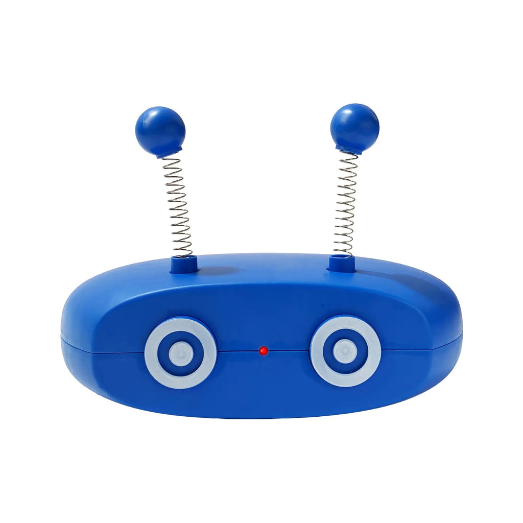 Electric robot laser cat toy with USB charging and feather teasing cat stick in blue, grey or yellow