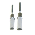 Blue reusable pet hair removal brush with double-sided adhesive head next to its self-cleaning base.