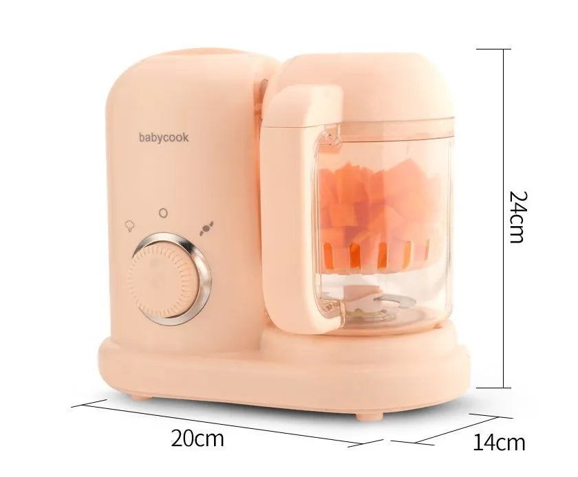 Baby food processor steamer and blender with double mixing blades in green or pink