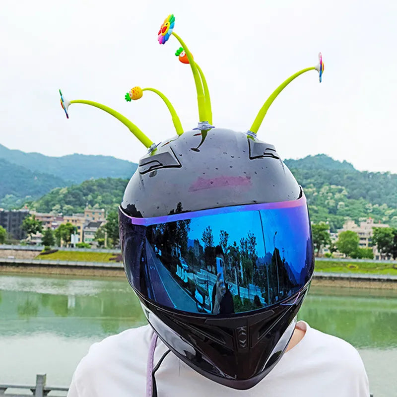 Yellow sunflower silicone decoration with suction cup for helmet mounting