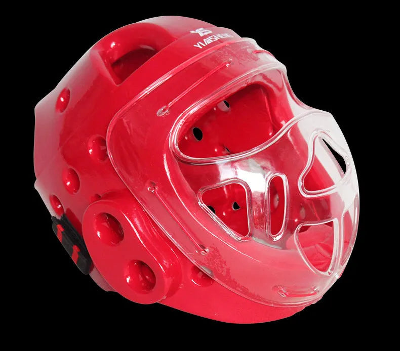 Karate helmet protective headgear for boxing training in blue, red or white colour options